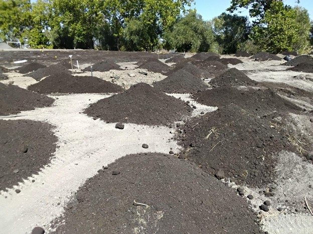 A site that had top soil removed during a new home construction, required large amounts of imported soil to fix for planting a landscape in Calistoga.